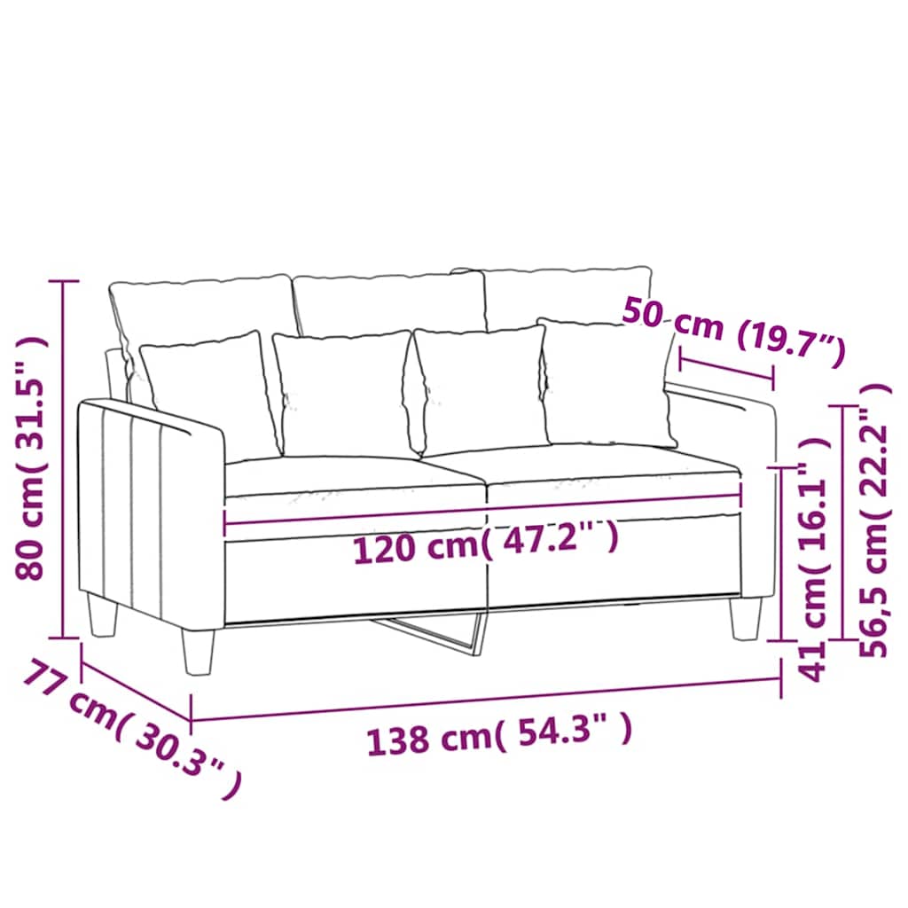 Dvosjed smeđi 120 cm baršunasti