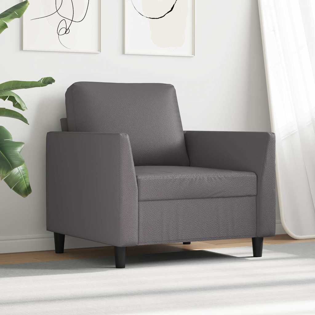 Fotelja siva 60 cm od umjetne kože