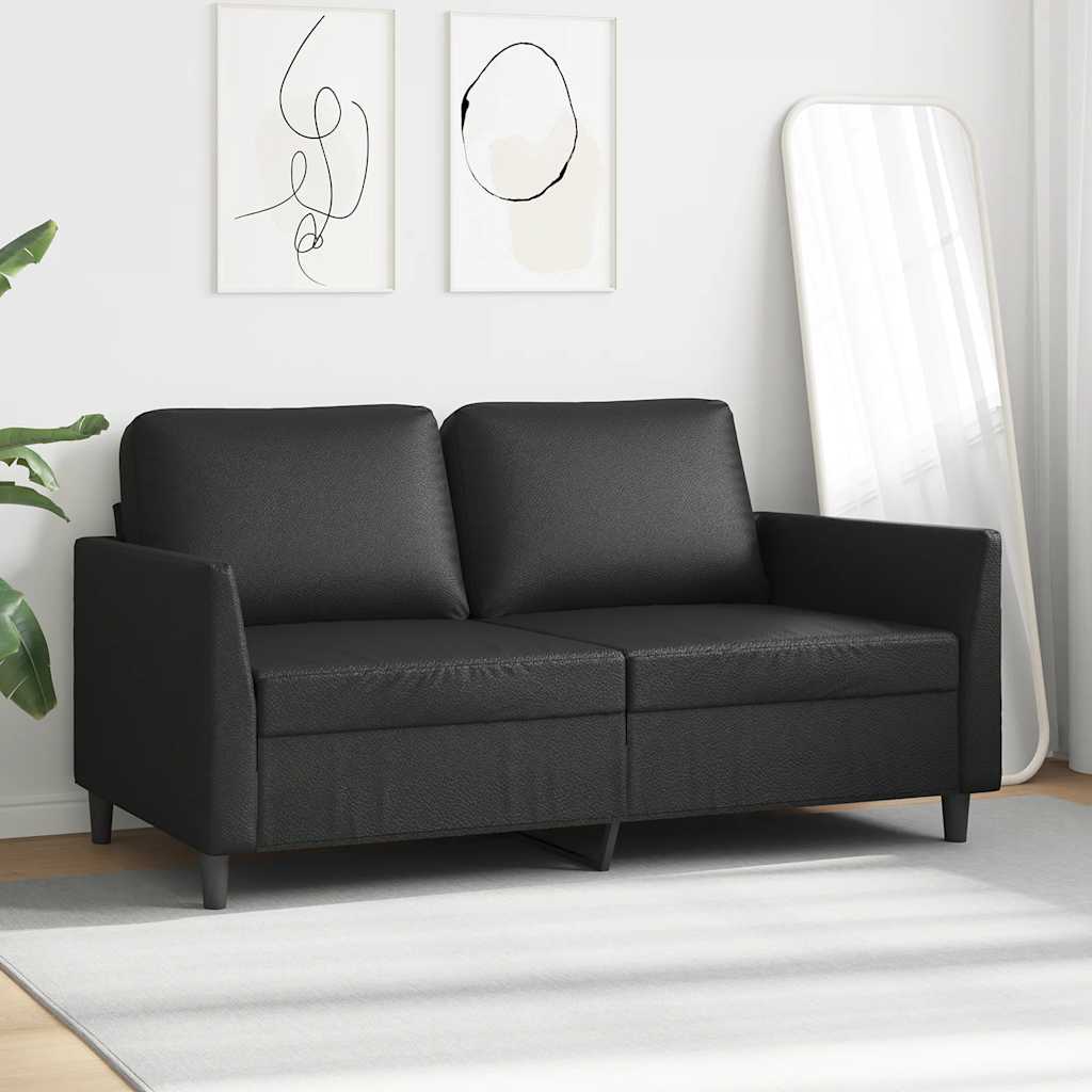 Dvosjed od tkanine crni 140 cm od umjetne kože