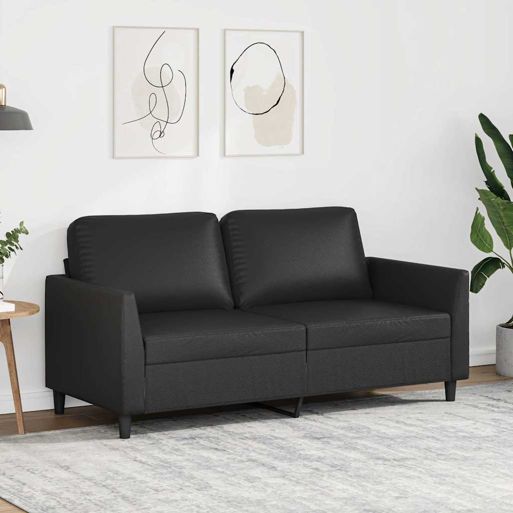 Dvosjed od tkanine crni 140 cm od umjetne kože