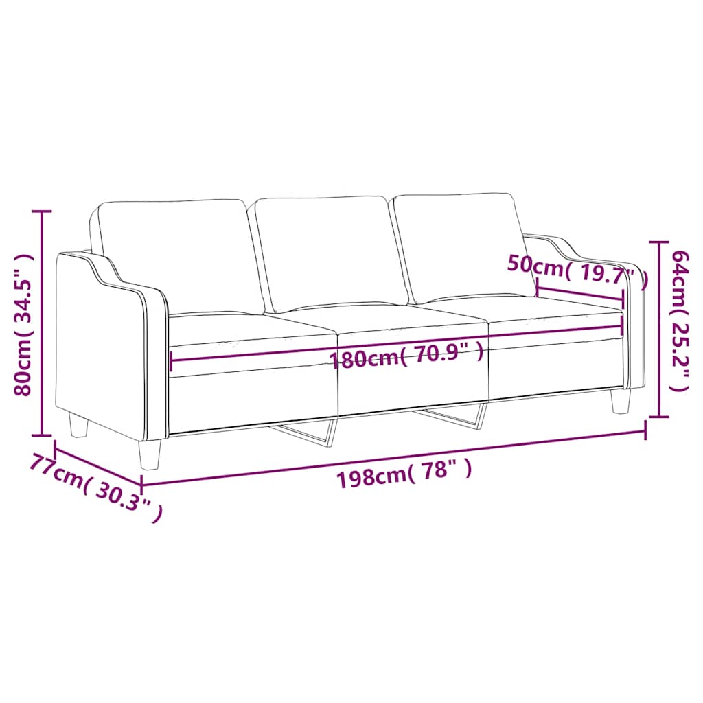 Trosjed od tkanine Crna 180 cm