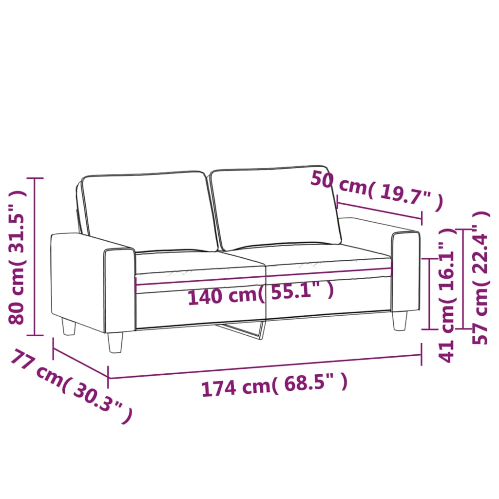 Dvosjed od tkanine svjetlosivi 140 cm