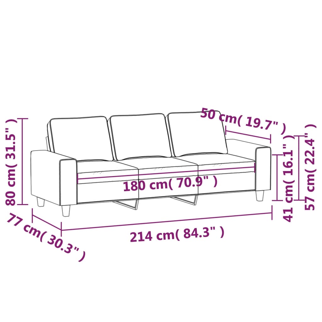 Trosjed od tkanine svjetložuti 180 cm