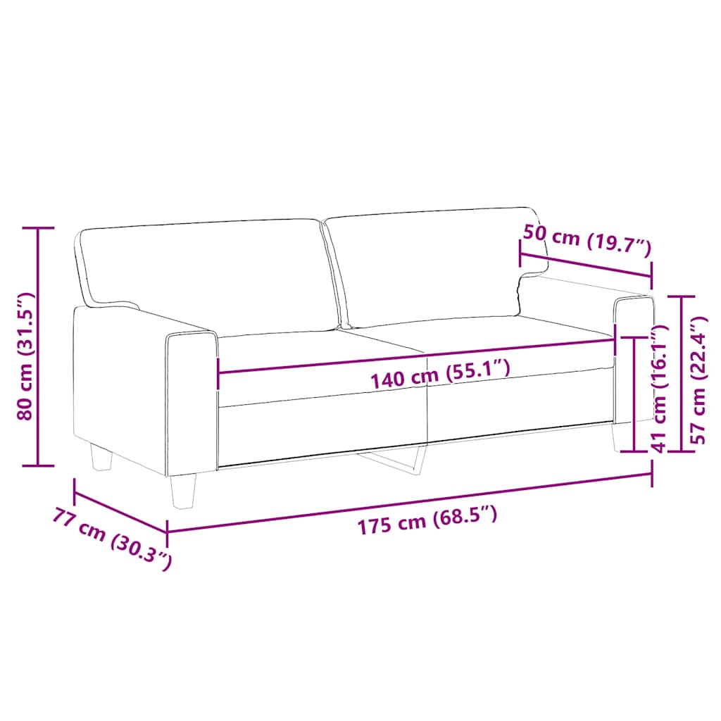 Dvosjed od tkanine krem 140 cm od umjetne kože