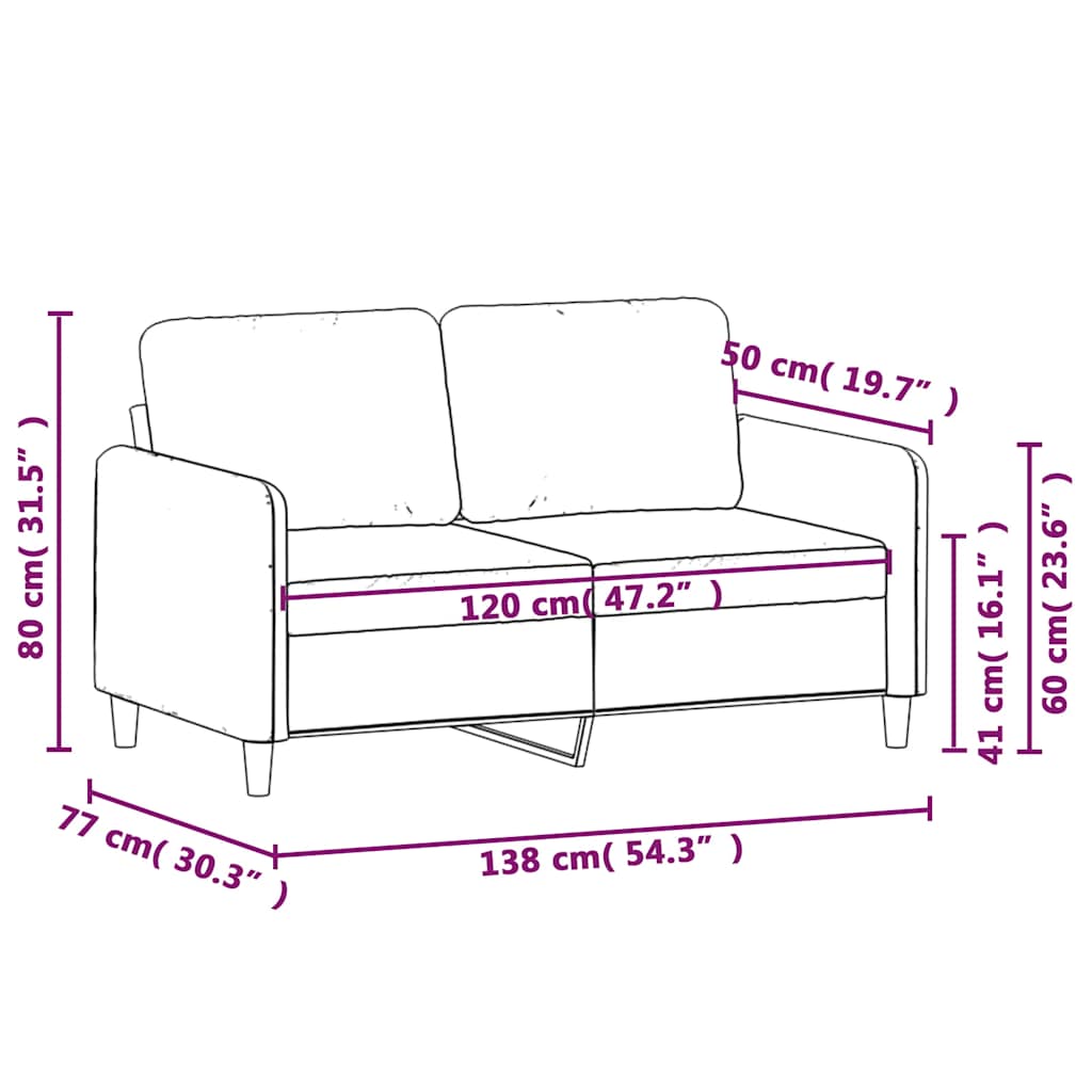 Dvosjed od tkanine crni 120 cm