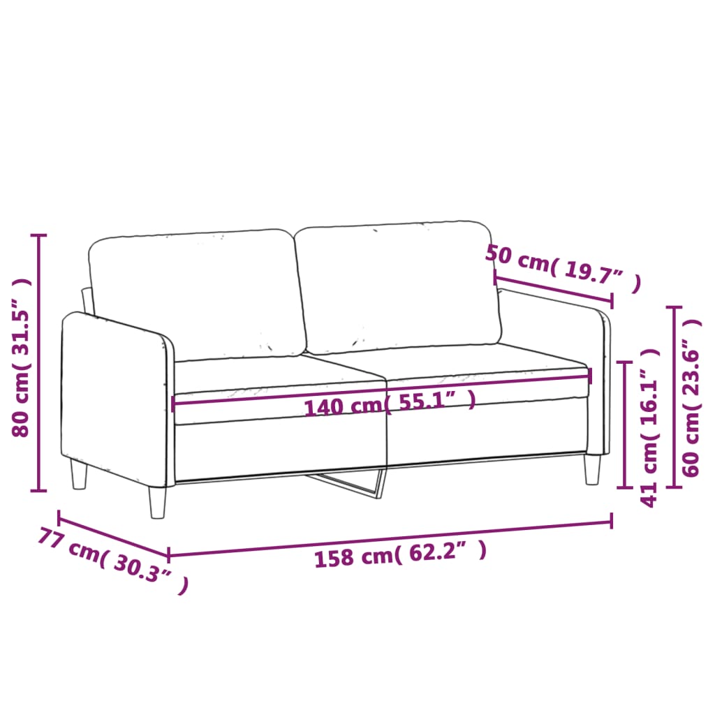 Dvosjed od tkanine smeđesivi 140 cm