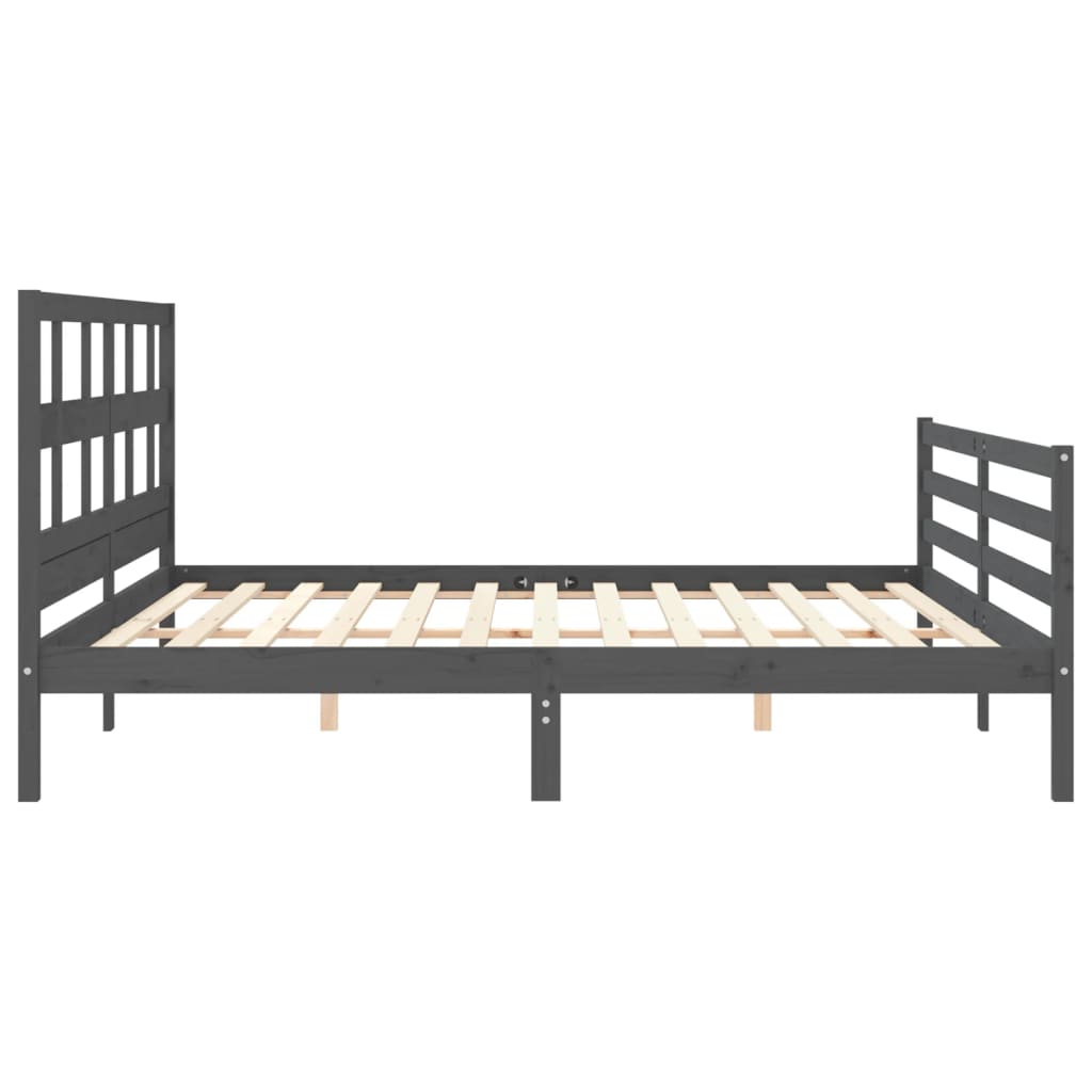 Okvir za krevet s uzglavljem sivi 200 x 200 cm od masivnog drva