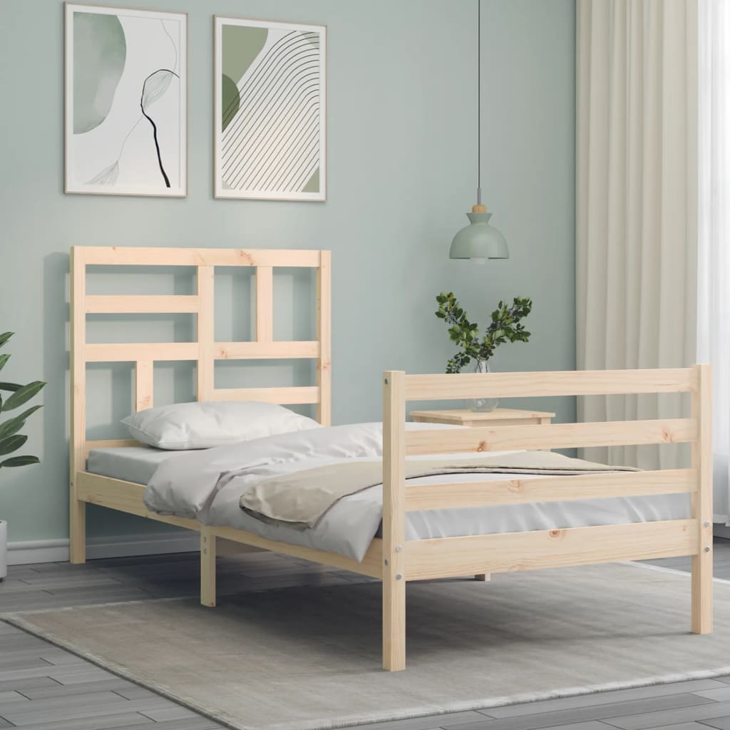 Okvir za krevet s uzglavljem 100x200 cm od masivnog drva