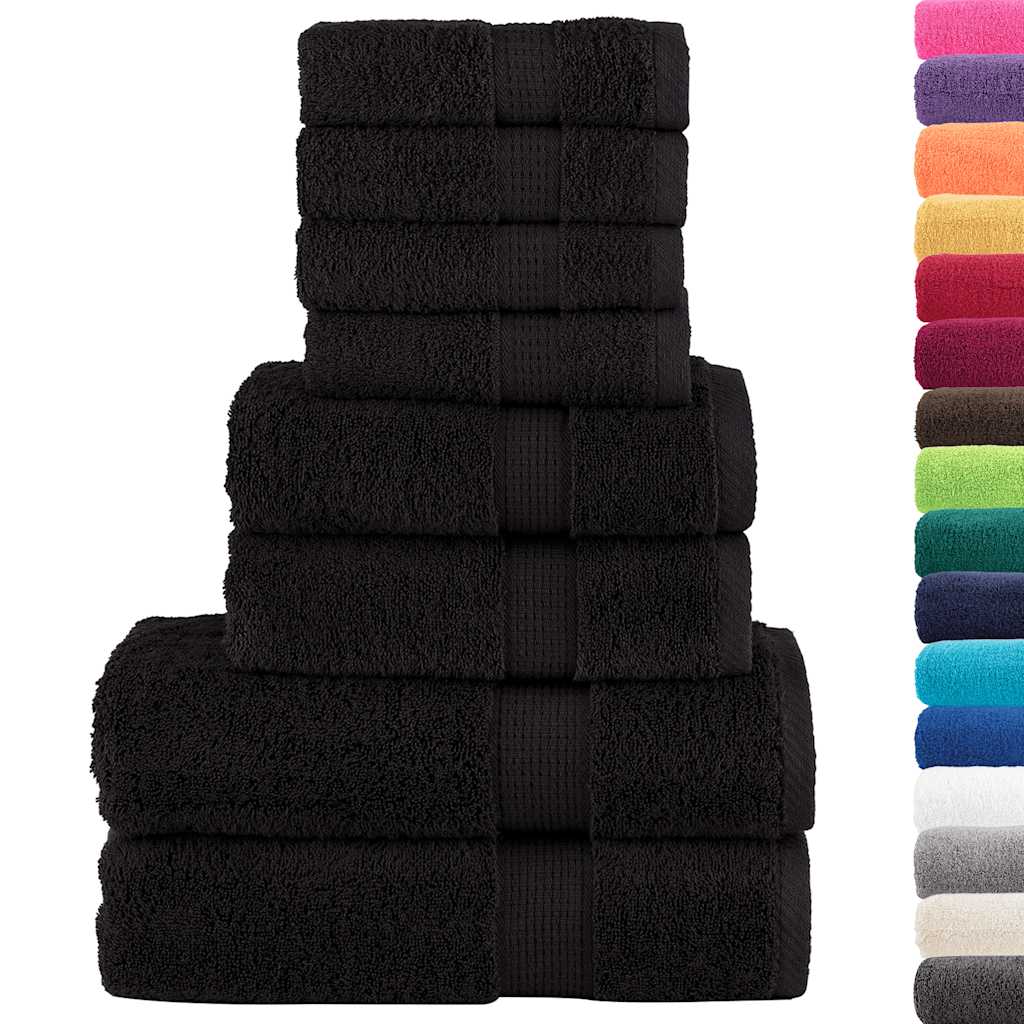 8-dijelni vrhunski set ručnika SOLUND crni 600 gsm