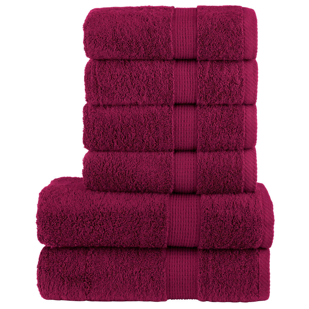 6-dijelni vrhunski set ručnika SOLUND bordo 600 gsm