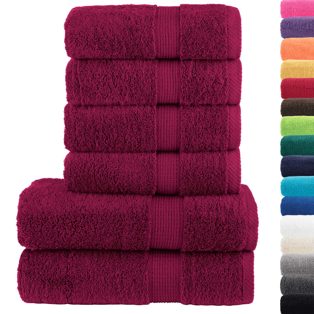 6-dijelni vrhunski set ručnika SOLUND bordo 600 gsm