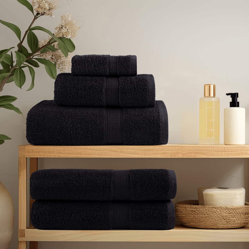 6-dijelni vrhunski set ručnika SOLUND crni 600 gsm