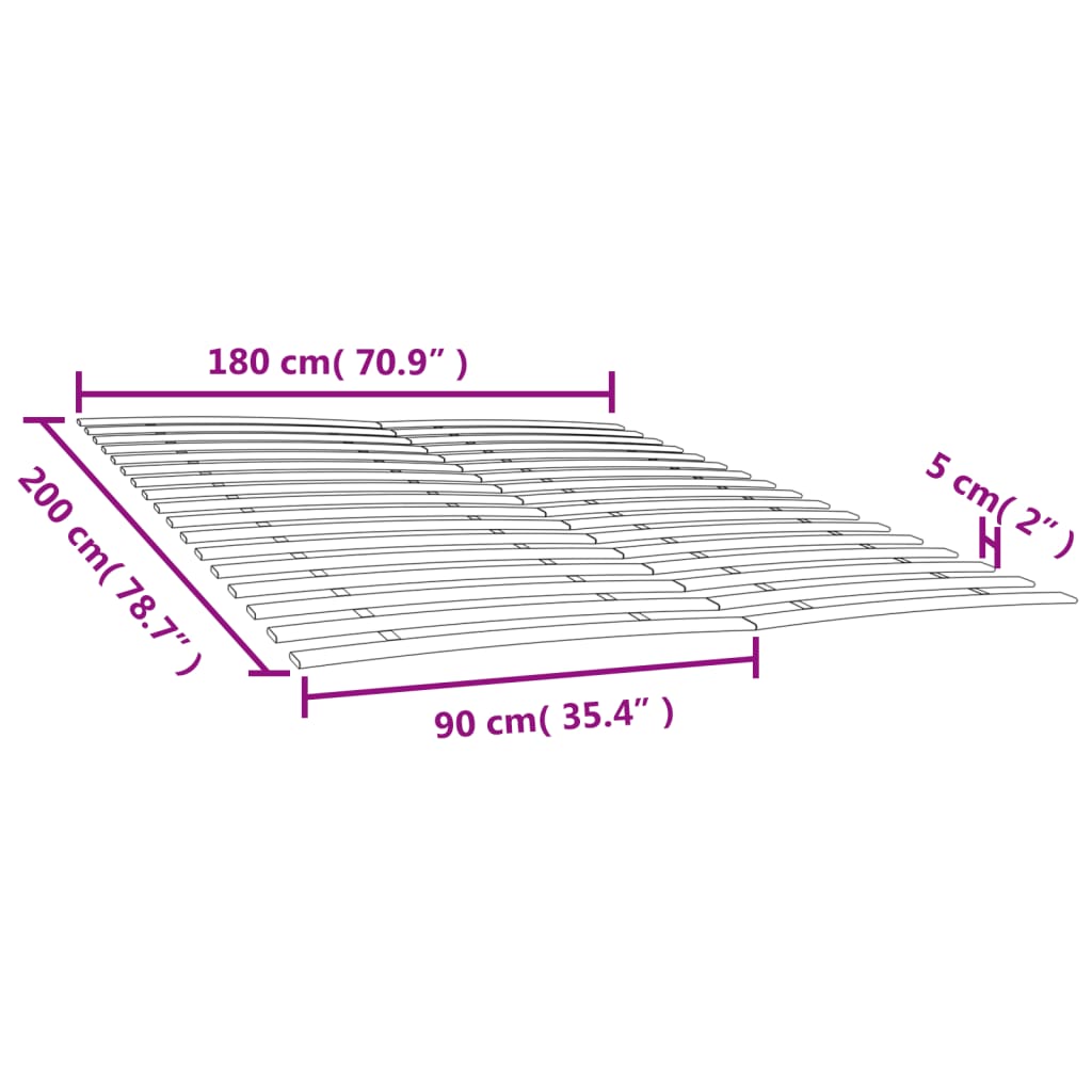 Zamjenske letvice za krevet s 34 letvice 2 kom 90x200 cm