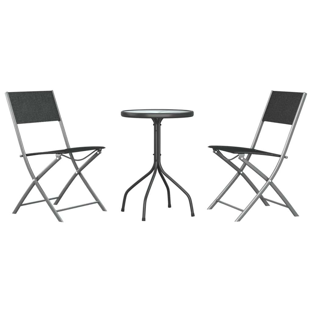 3-dijelni vrtni blagovaonski set crni čelični