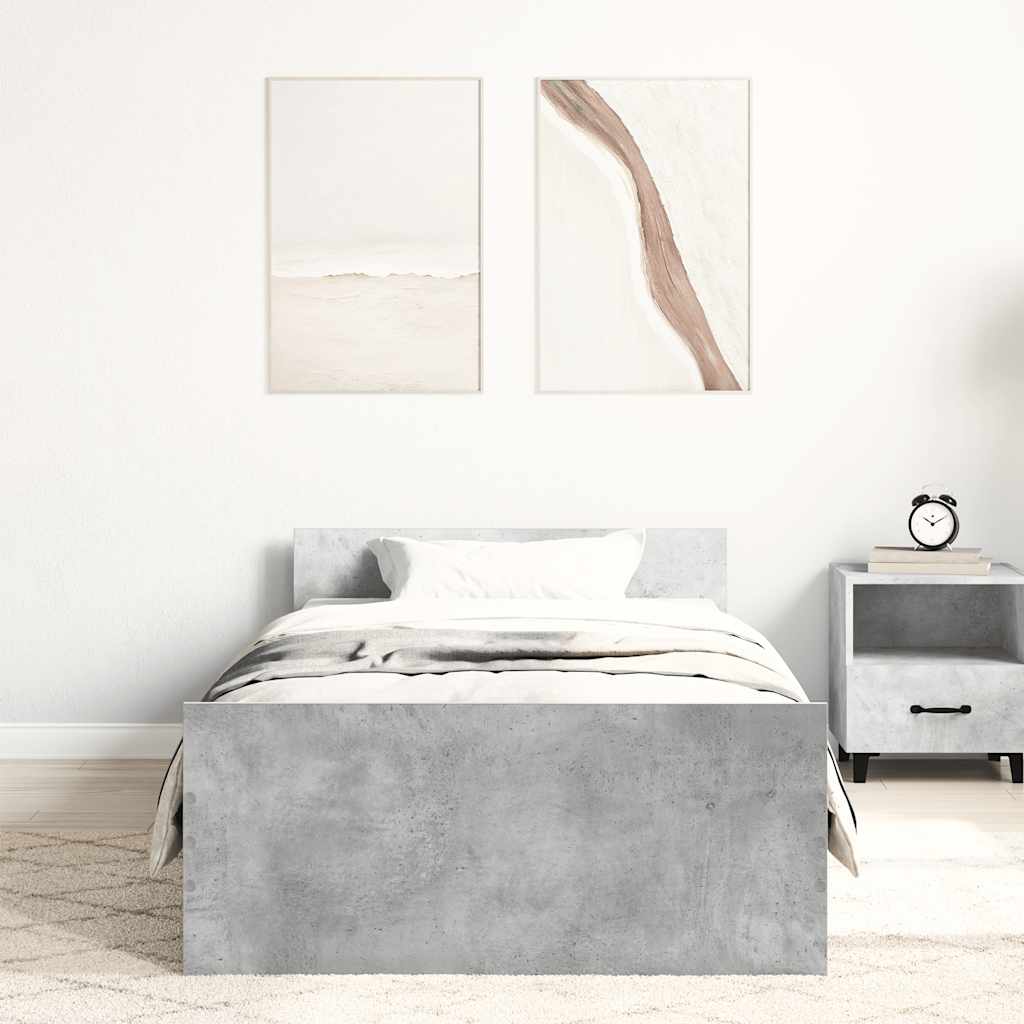 Okvir kreveta boja betona 90 x 190 cm od konstruiranog drva
