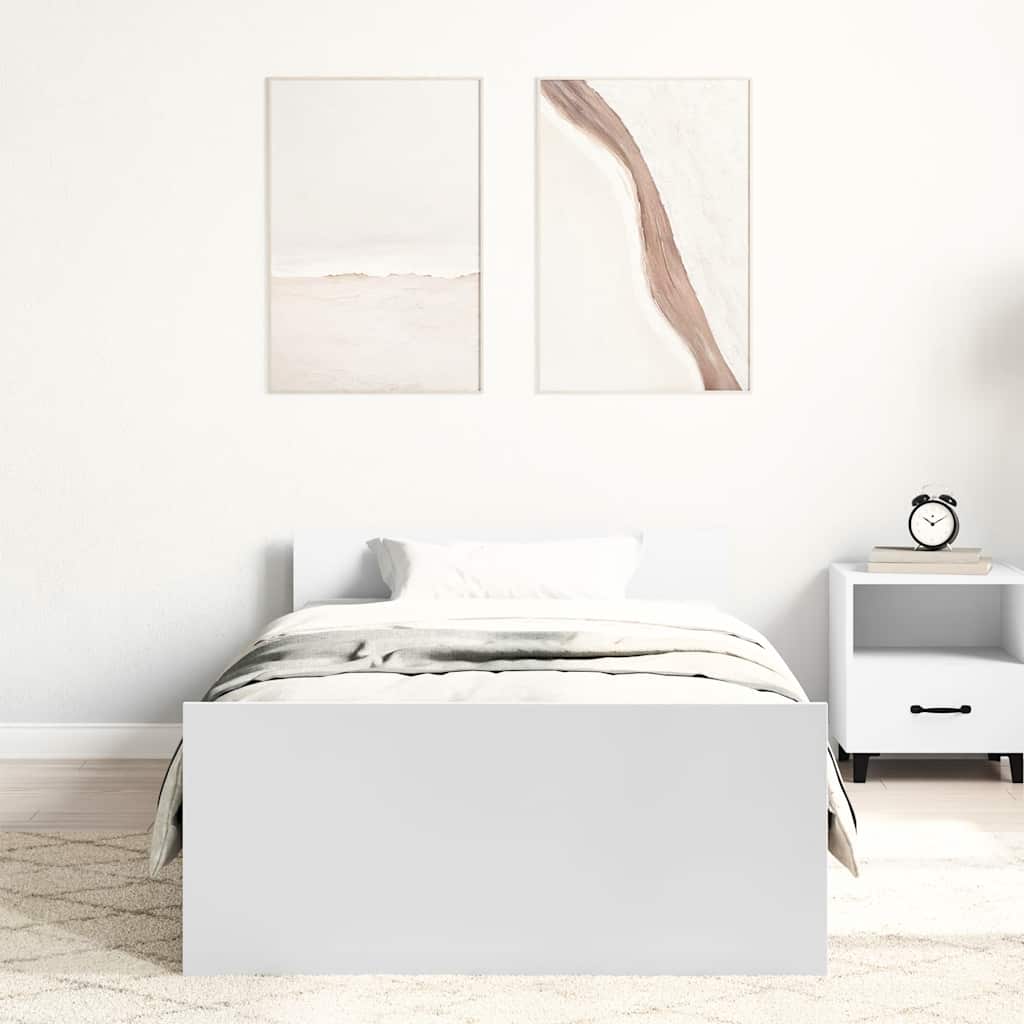 Okvir kreveta bijeli 75 x 190 cm mali od konstruiranog drva