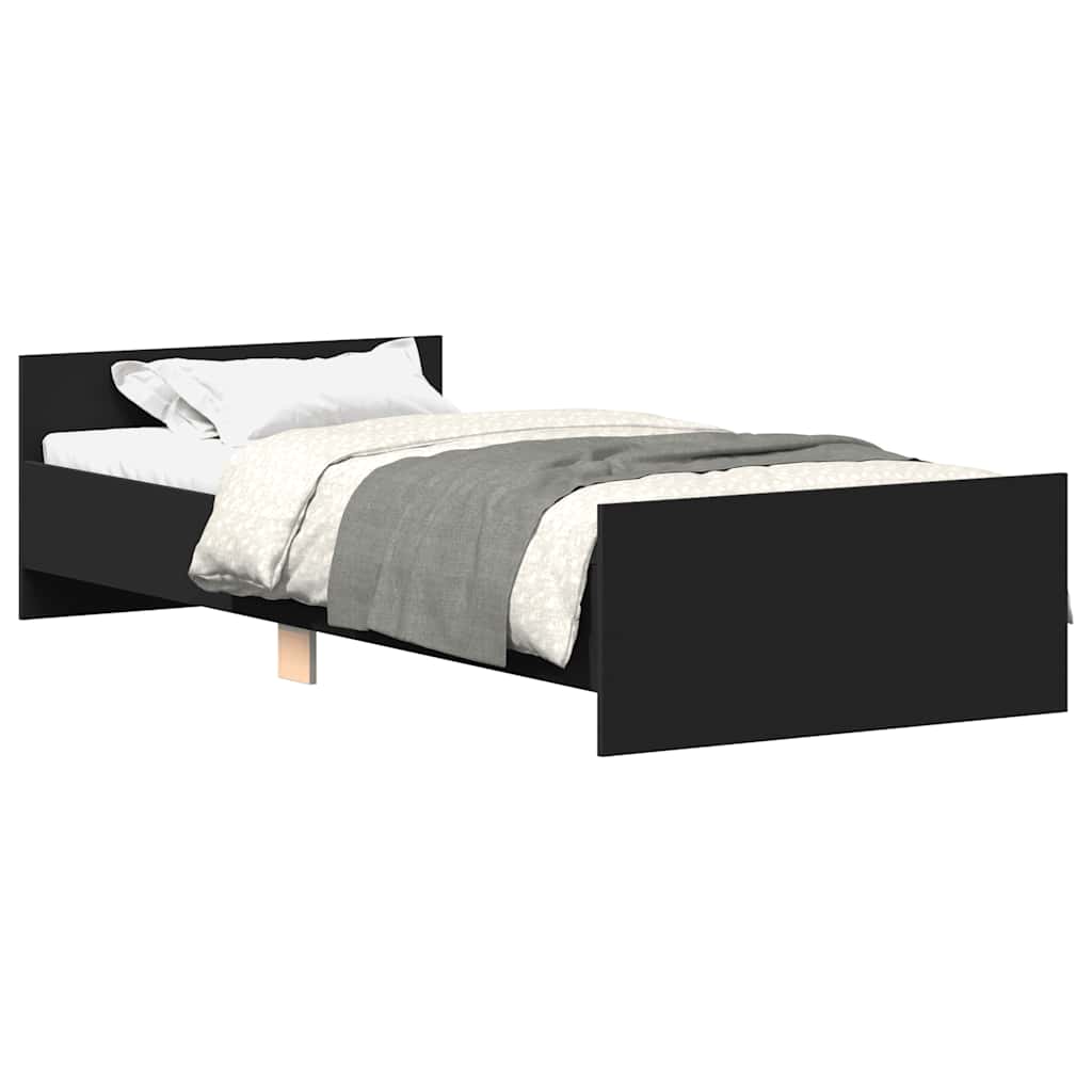 Okvir kreveta crni 75 x 190 cm mali od konstruiranog drva