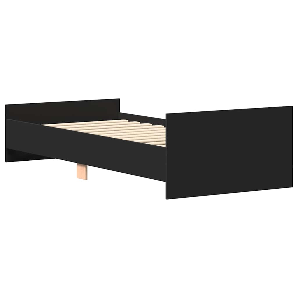 Okvir kreveta crni 75 x 190 cm mali od konstruiranog drva