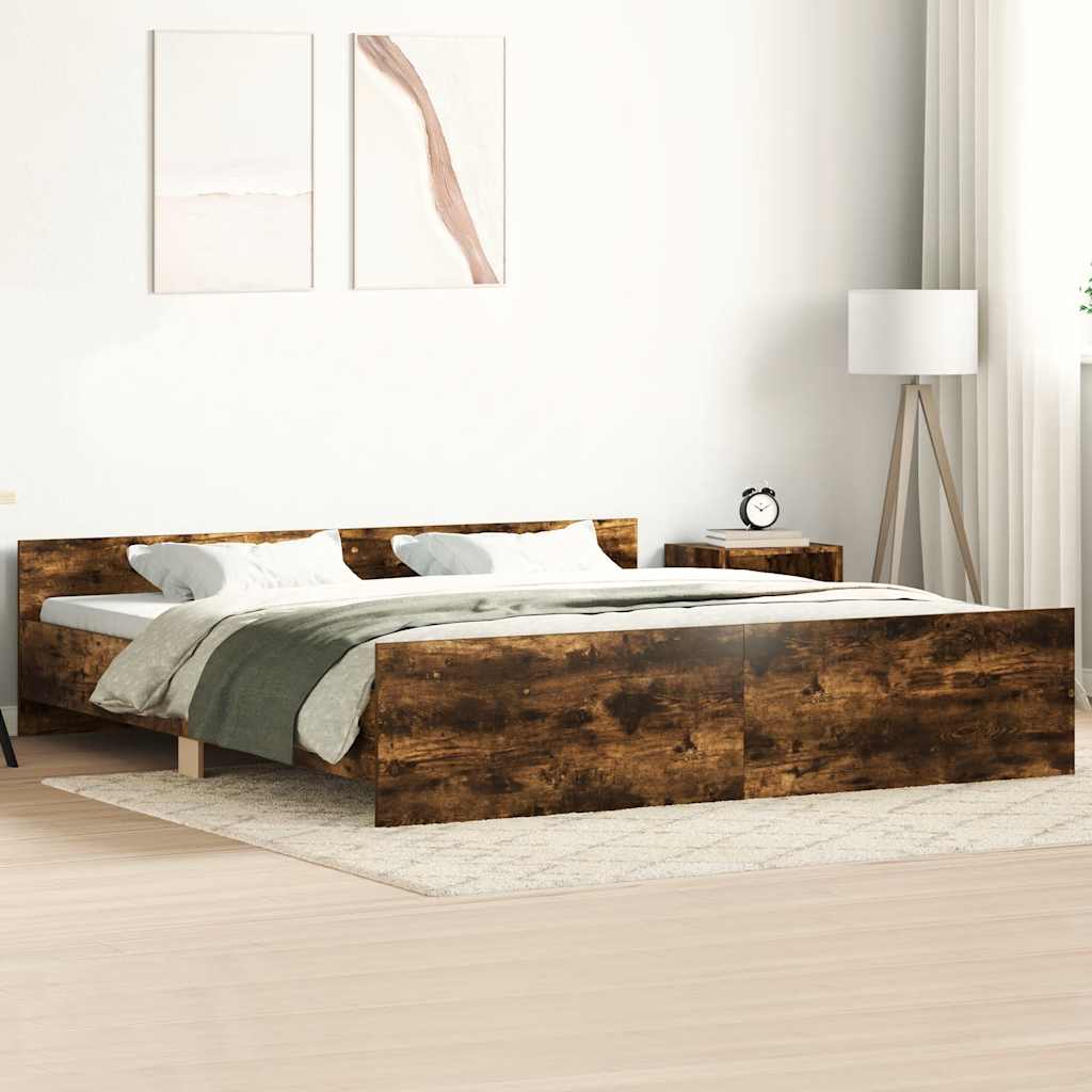 Okvir kreveta s uzglavljem i podnožjem boja hrasta 200x200 cm
