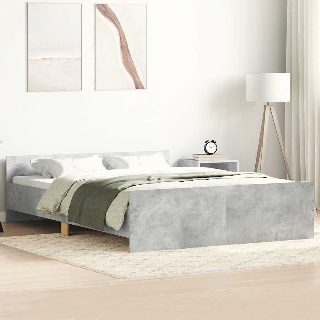 Okvir kreveta s uzglavljem i podnožjem boja betona 120x200 cm