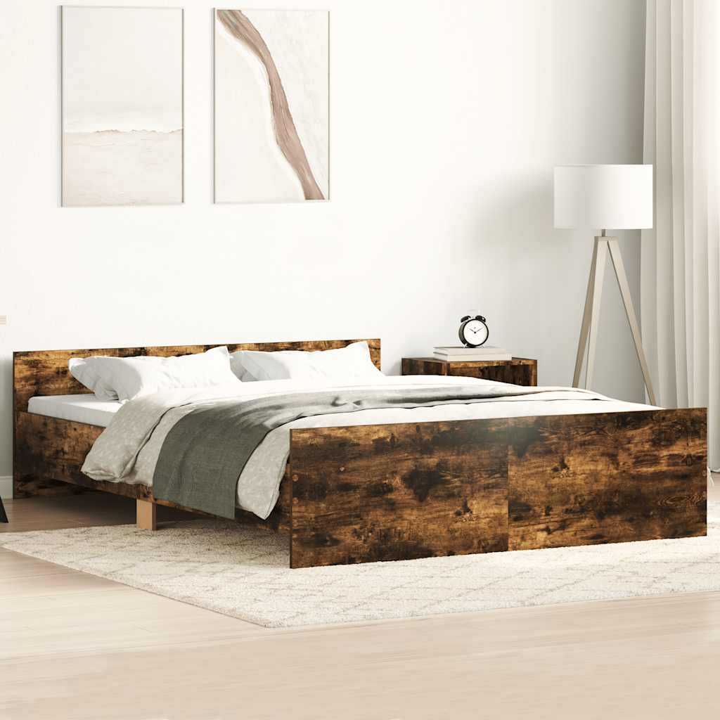 Okvir kreveta s uzglavljem i podnožjem boja hrasta 120x200 cm