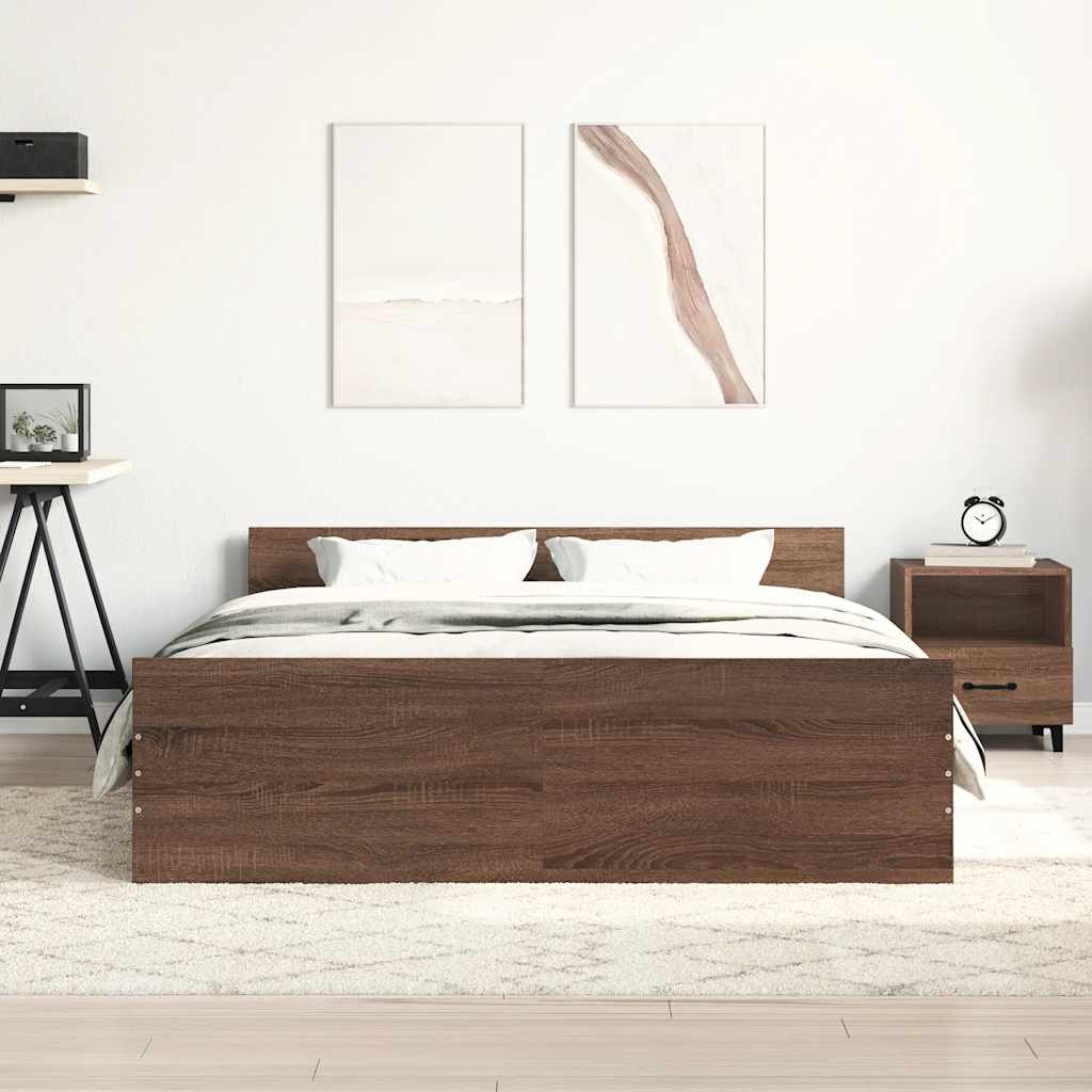 Okvir kreveta s uzglavljem i podnožjem boja hrasta 120x200 cm
