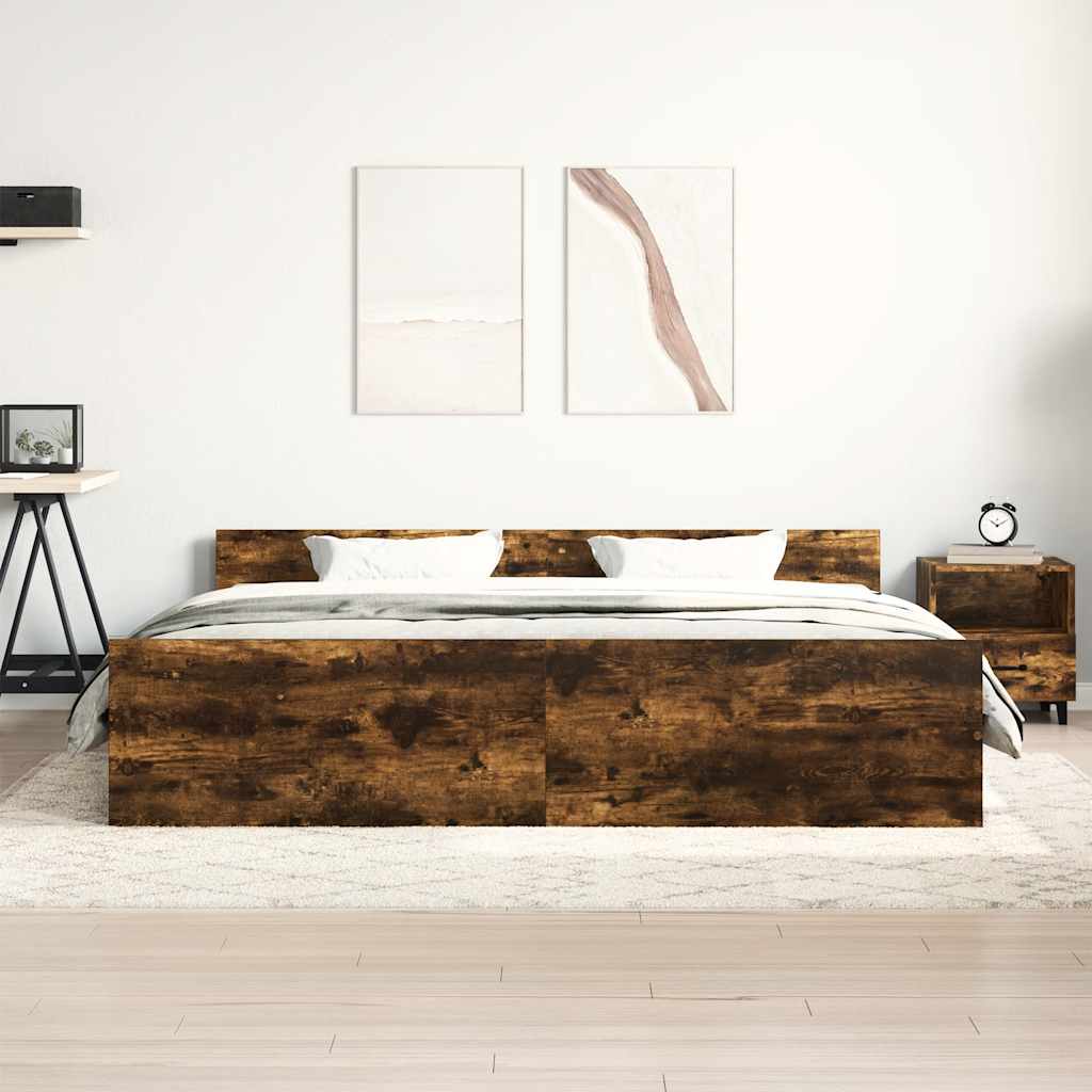 Okvir kreveta s uzglavljem i podnožjem boja hrasta 160x200 cm