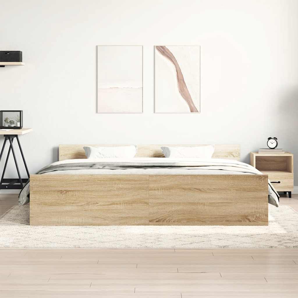 Okvir kreveta s uzglavljem i podnožjem boja hrasta 180x200 cm