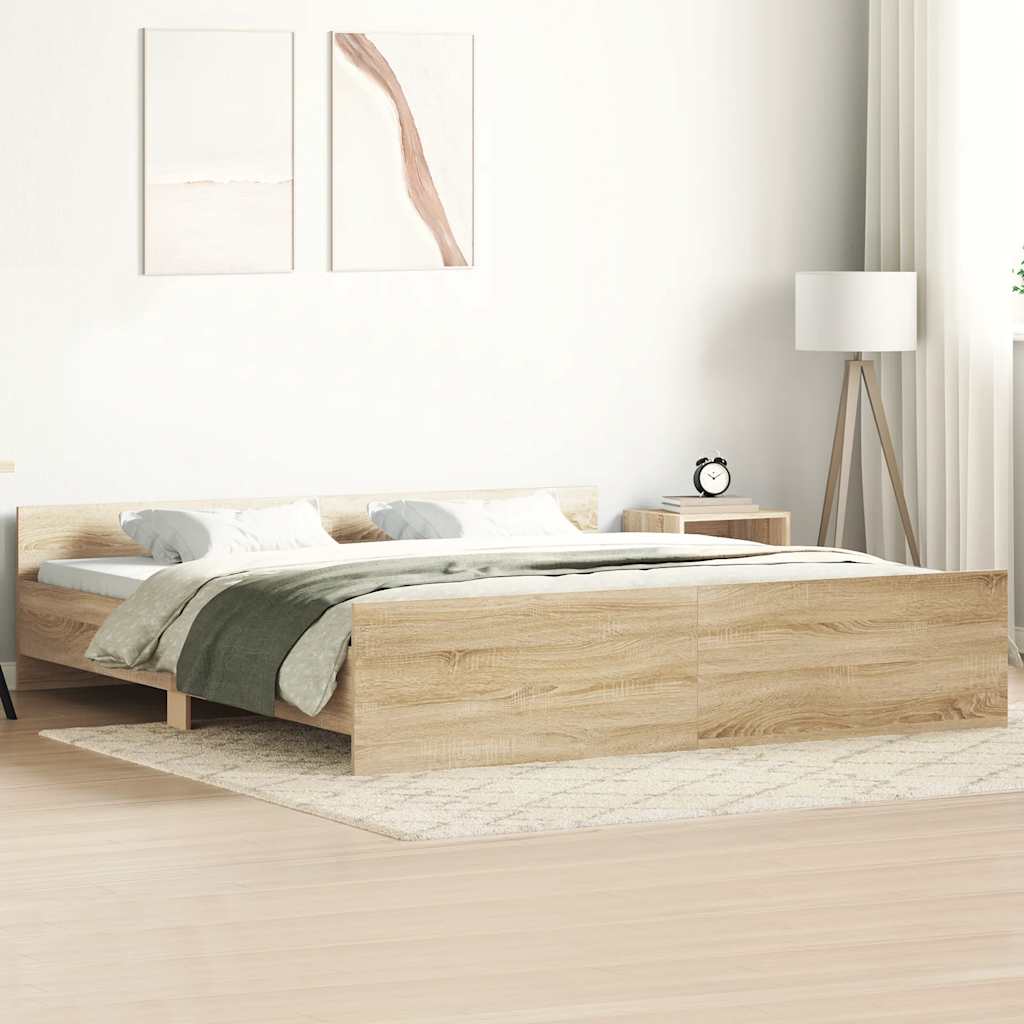 Okvir kreveta s uzglavljem i podnožjem boja hrasta 180x200 cm