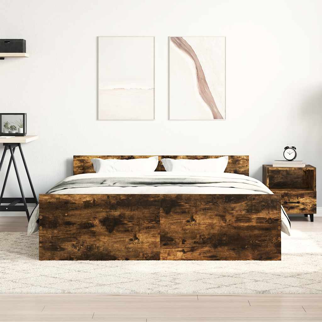 Okvir kreveta s uzglavljem i podnožjem boja hrasta 120x190 cm