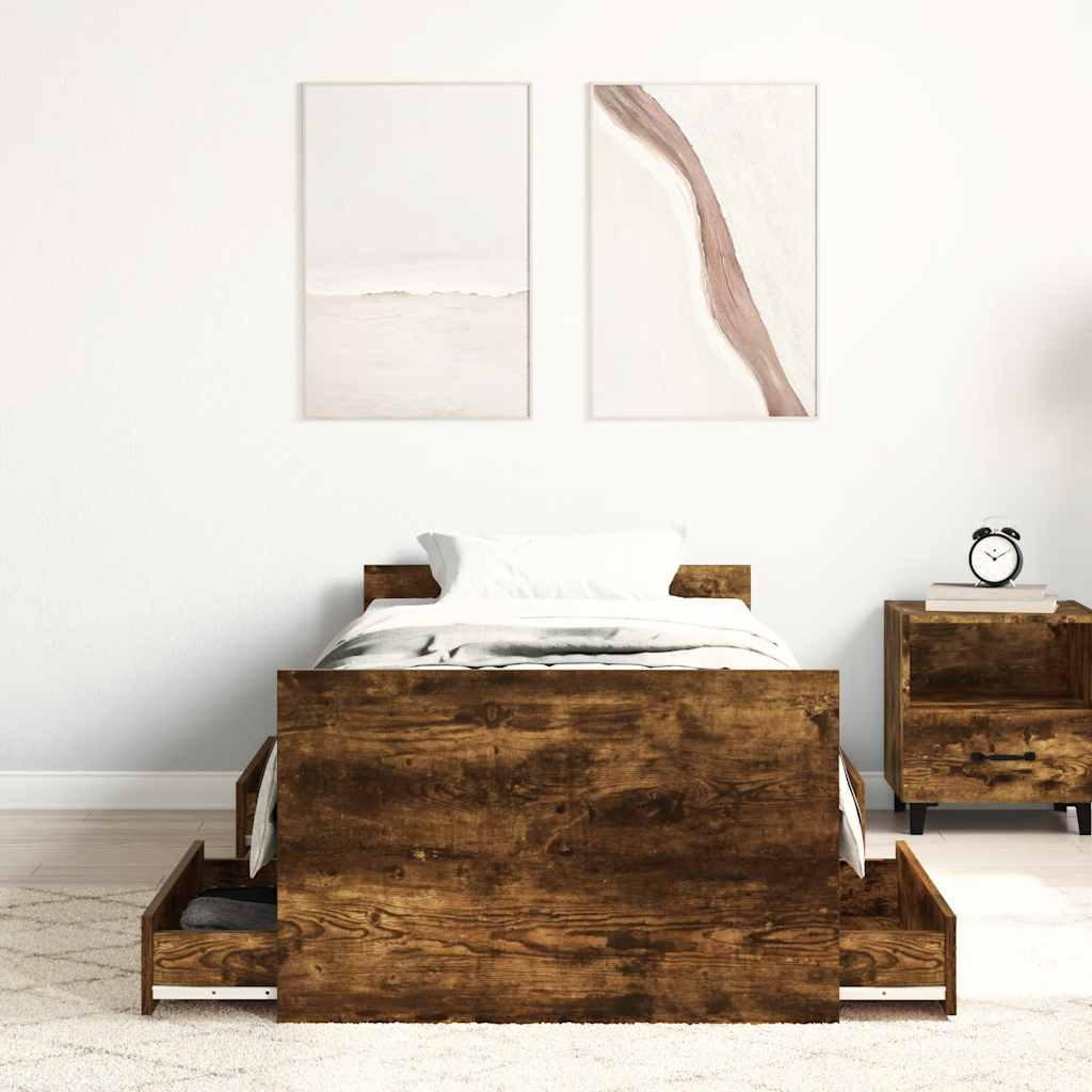 Okvir kreveta s uzglavljem i podnožjem boja hrasta 90 x 200 cm