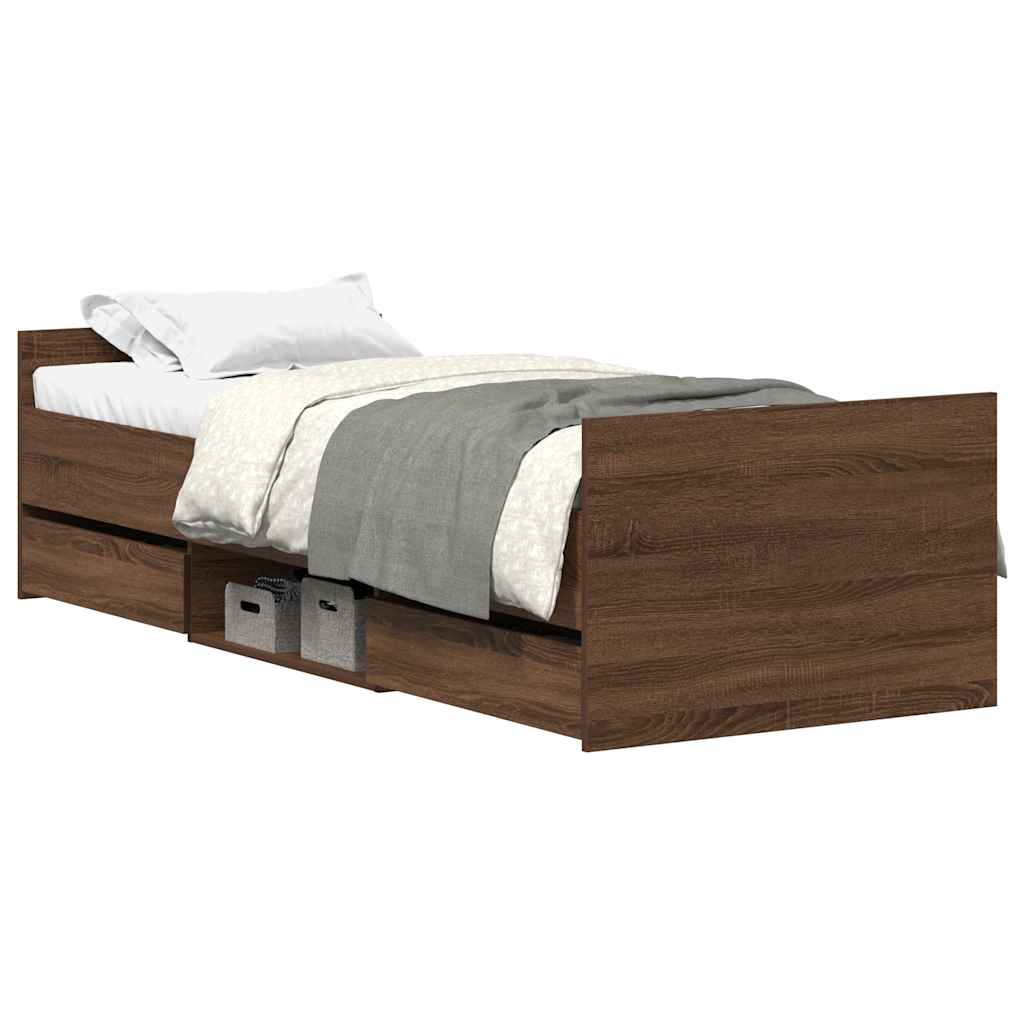 Okvir kreveta s uzglavljem i podnožjem boja hrasta 75 x 190 cm
