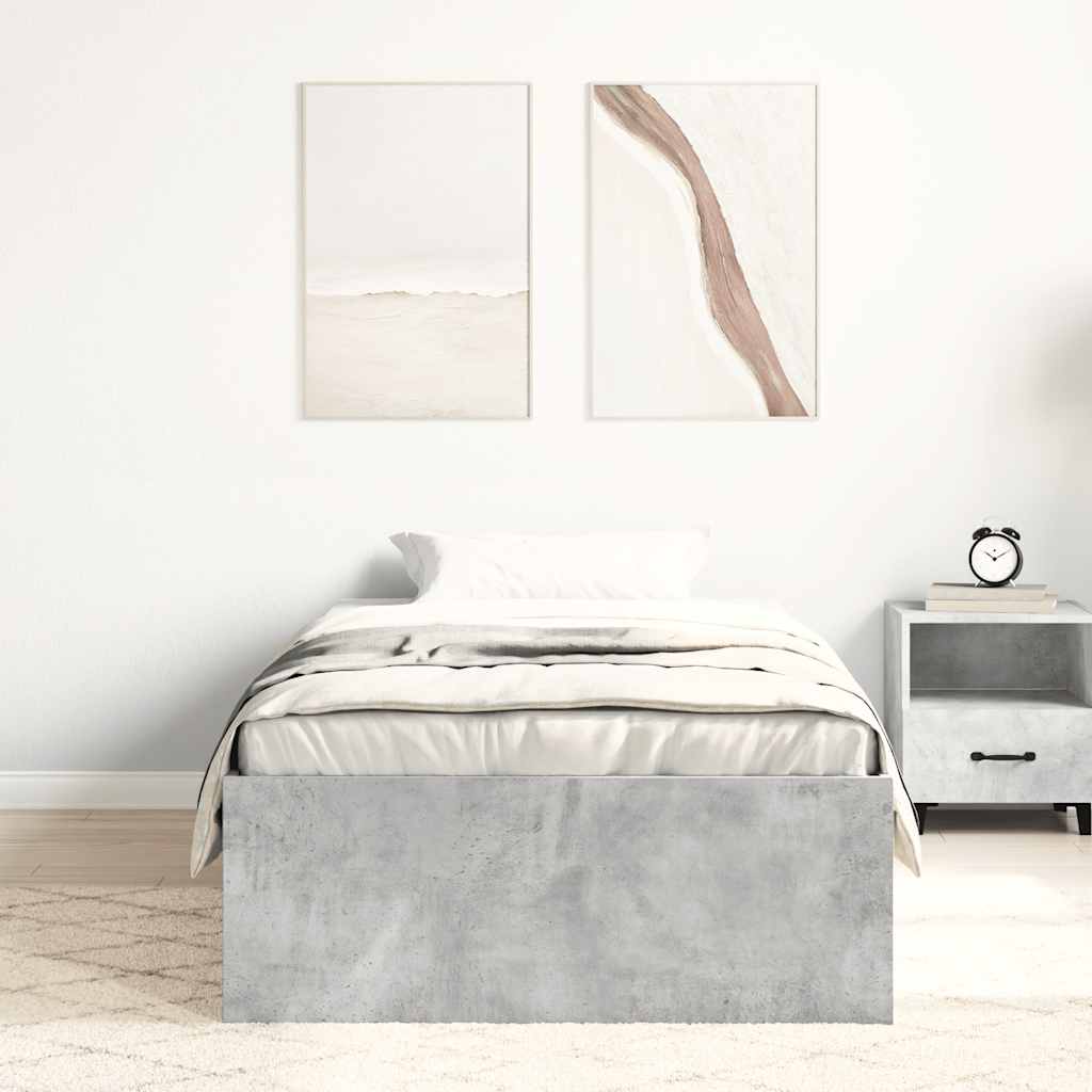 Okvir kreveta siva boja betona 90 x 200 cm