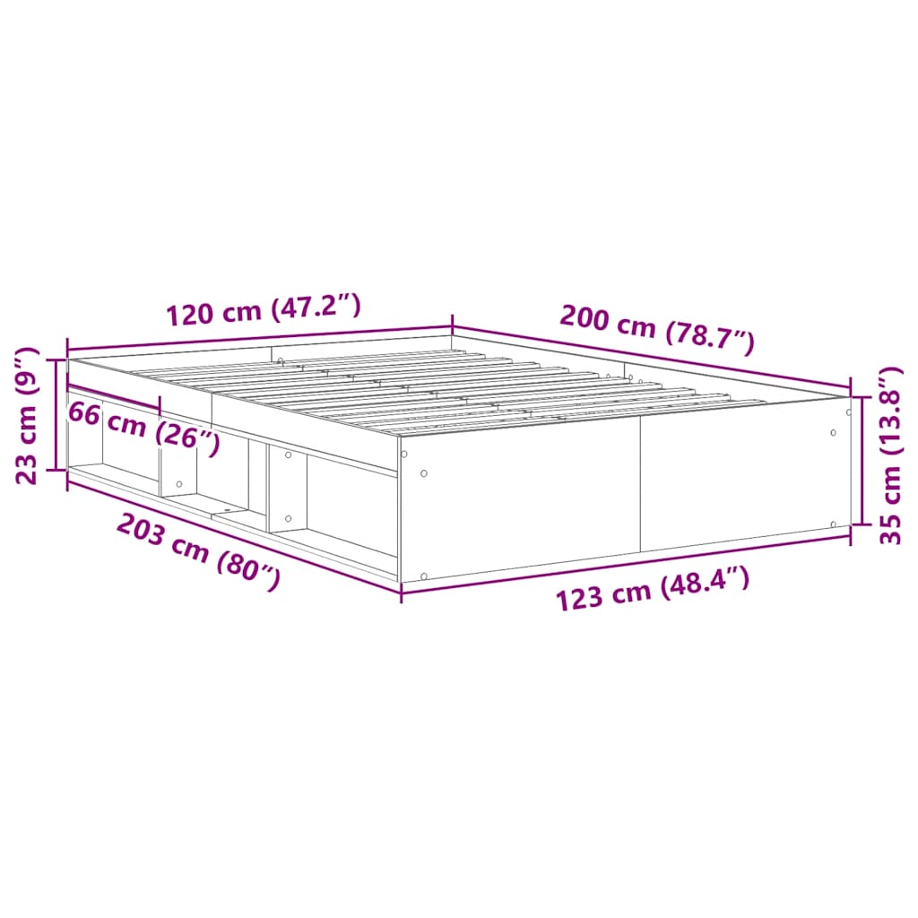 Okvir za krevet boja hrasta sonome 120x200 cm