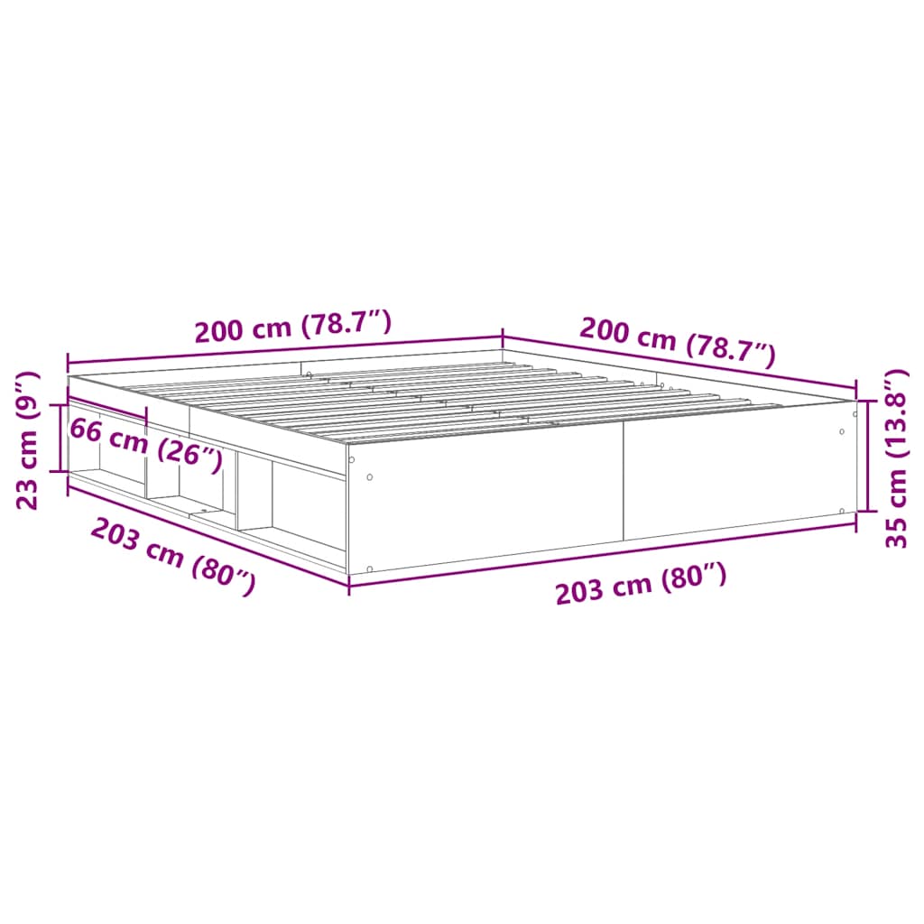 okvir za krevet bijeli 200 x 200 cm