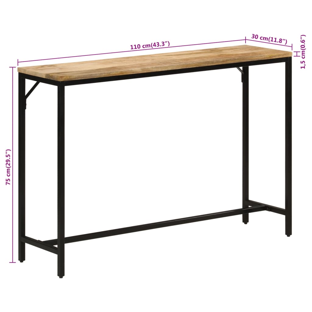 Konzolni stol 110x30x75 cm grubo masivno drvo manga i željezo