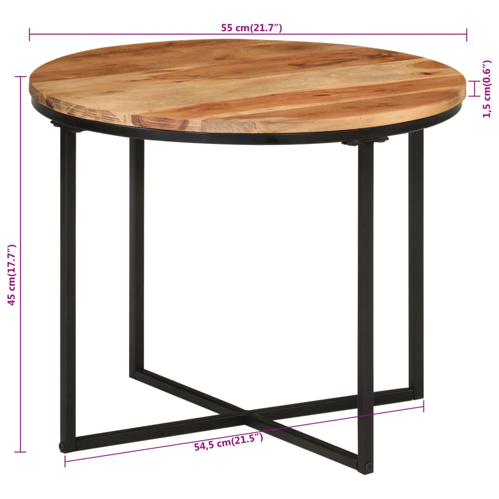 Stolić za kavu 55x55x45 cm od masivnog drva bagrema i željeza