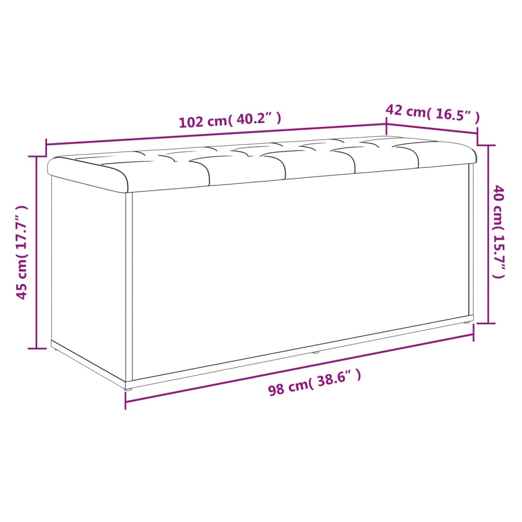 Klupa za cipele siva boja hrasta 102x42x45 cm konstruirano drvo