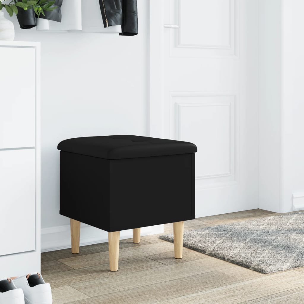 Klupa za pohranu crna 42 x 42 x 46 cm od konstruiranog drva