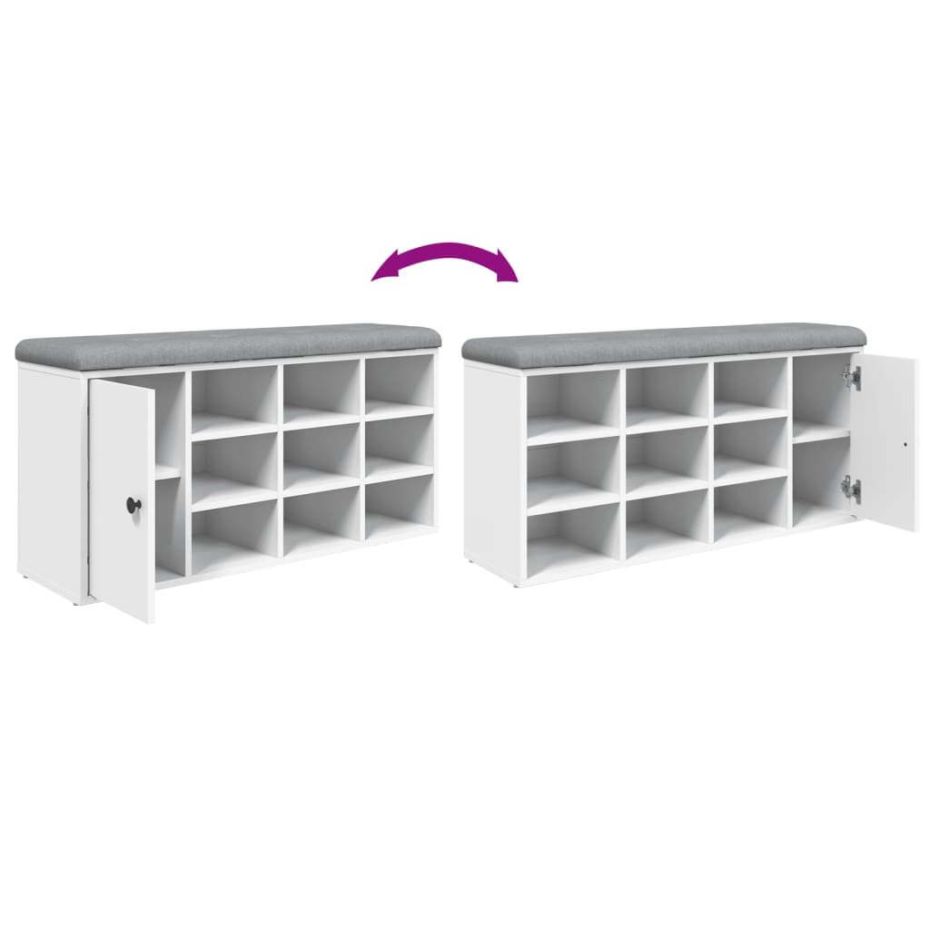 Klupa za cipele bijela 102 x 32 x 50 cm od konstruiranog drva