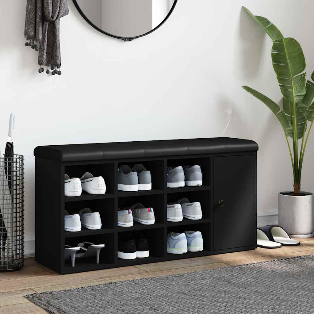 Klupa za cipele crna 102 x 32 x 50 cm od konstruiranog drva