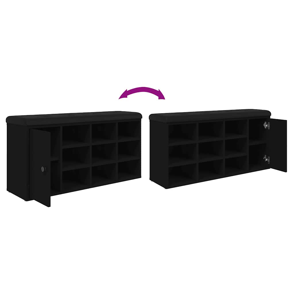 Klupa za cipele crna 102 x 32 x 50 cm od konstruiranog drva