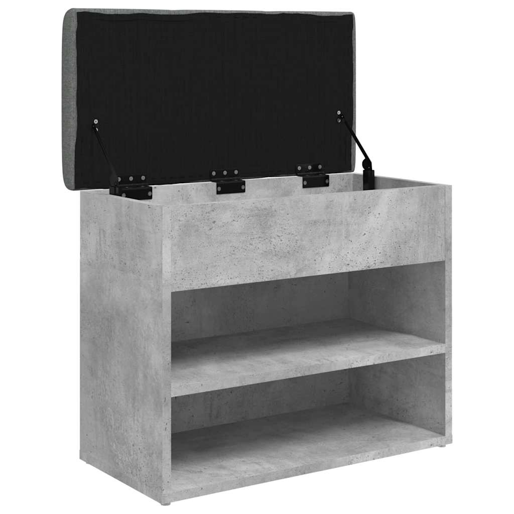 Klupa za cipele siva boja betona 62x32x50 cm konstruirano drvo
