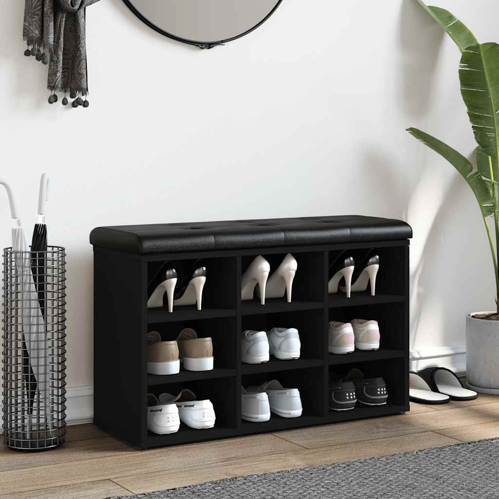 Klupa za cipele crna 82 x 32 x 50 cm od konstruiranog drva