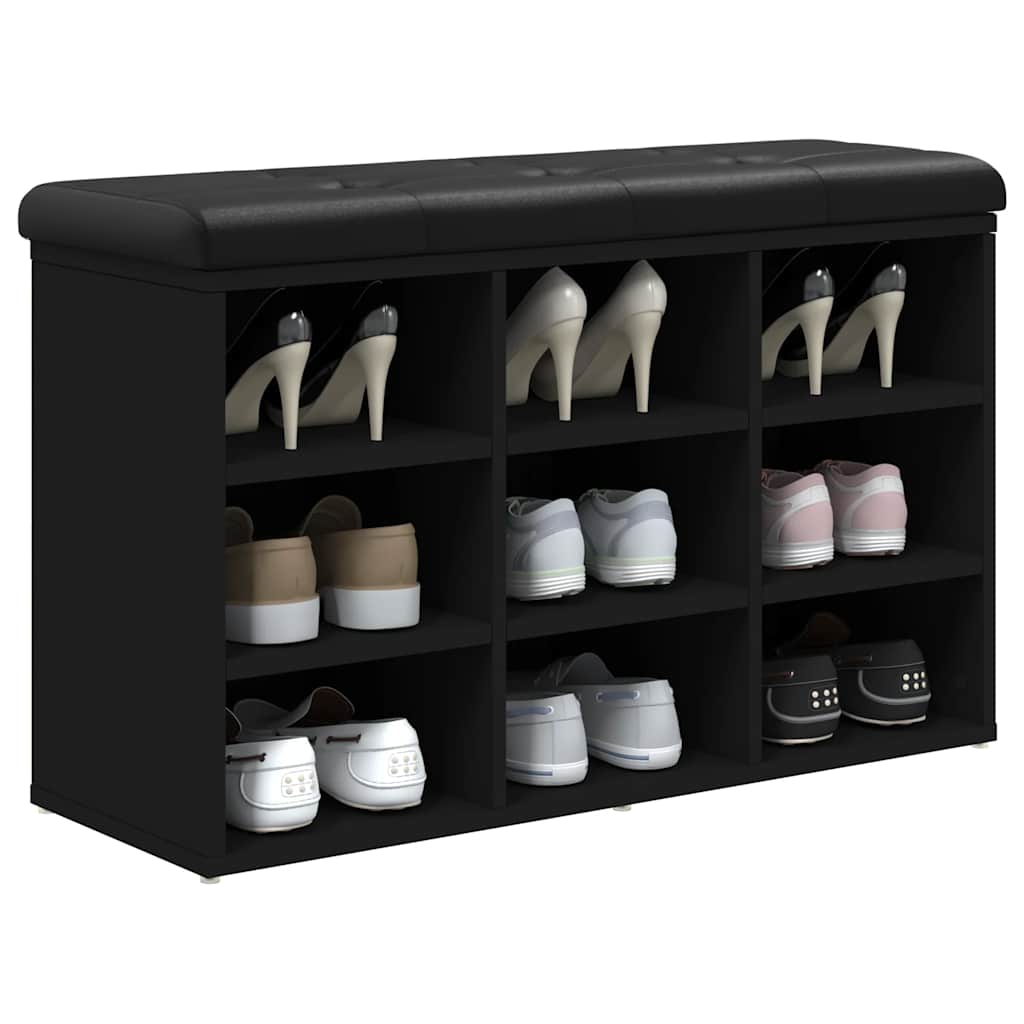 Klupa za cipele crna 82 x 32 x 50 cm od konstruiranog drva