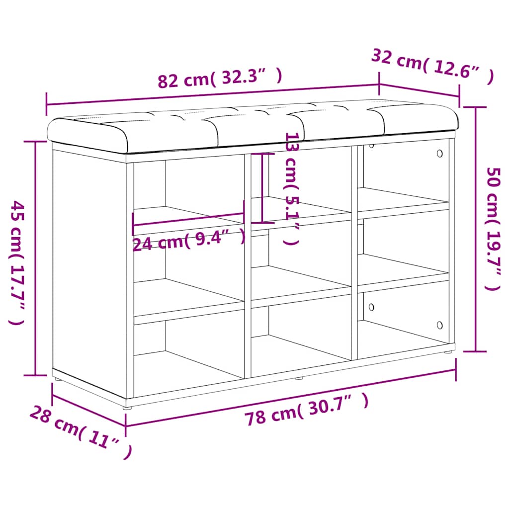 Klupa za cipele crna 82 x 32 x 50 cm od konstruiranog drva