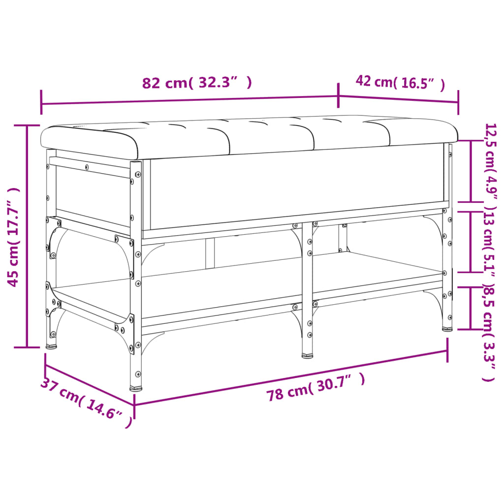 Klupa za cipele crna 82 x 42 x 45 cm od konstruiranog drva