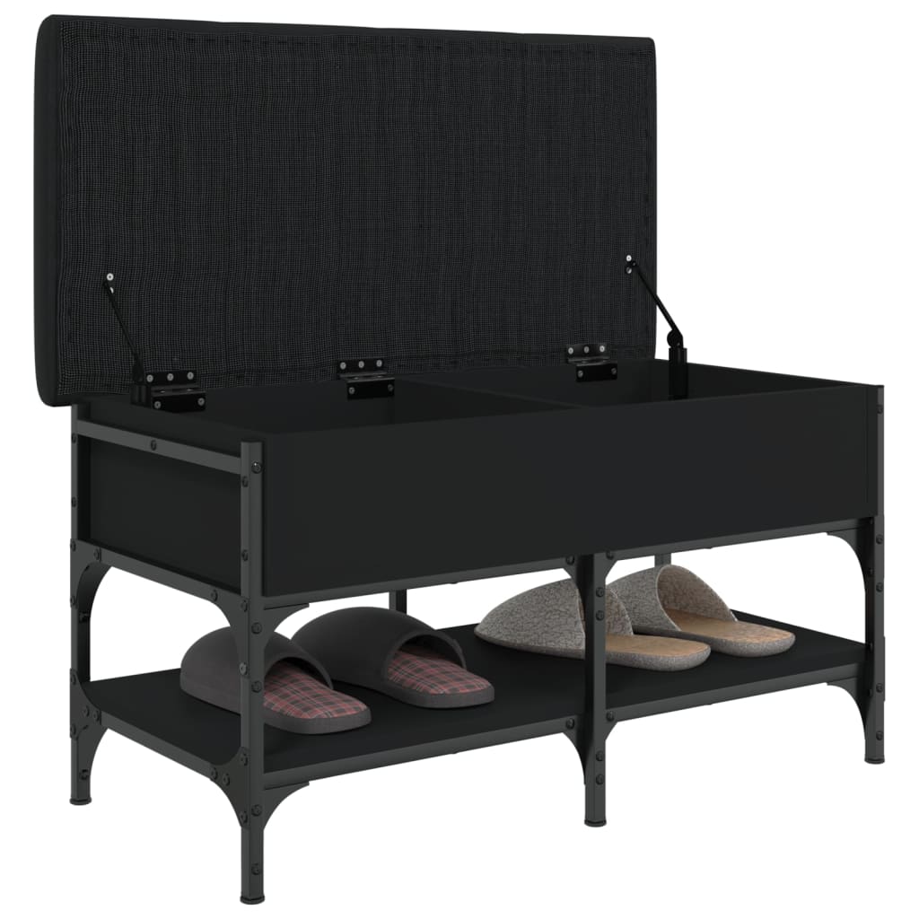 Klupa za cipele crna 82 x 42 x 45 cm od konstruiranog drva