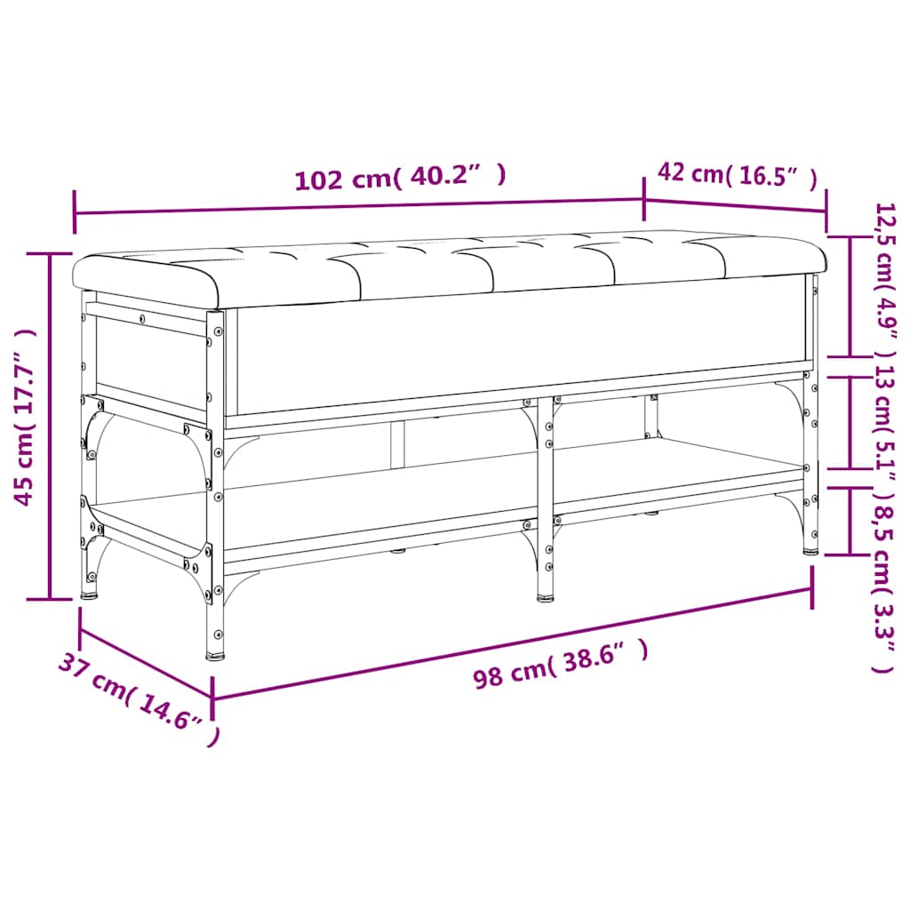 Klupa za cipele boja hrasta 102x42x45 cm konstruirano drvo