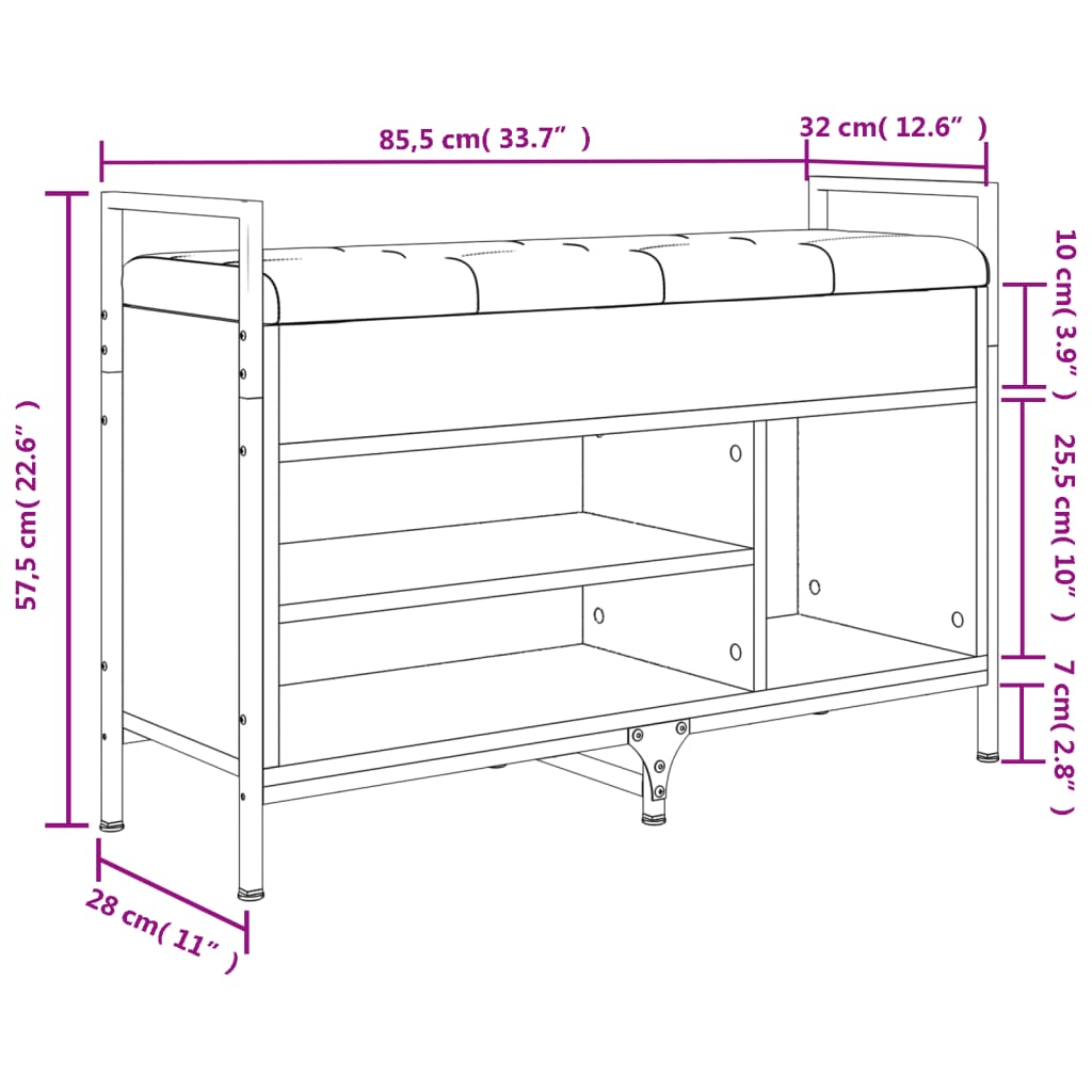 Klupa za cipele boja smeđeg hrasta 85,5x32x57,5 cm drvena